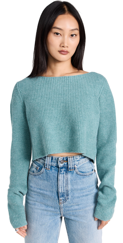 Le Kasha Cannes Cashmere Cropped Sweater In Mineral Green