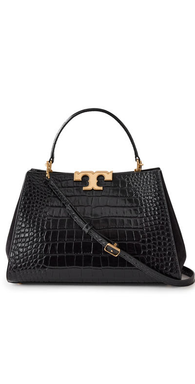 Tory Burch Eleanor Croc-embossed Satchel In Black  