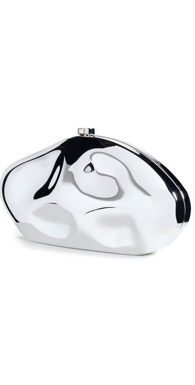 Cult Gaia The Caldera Clutch Shiny Silver One Size