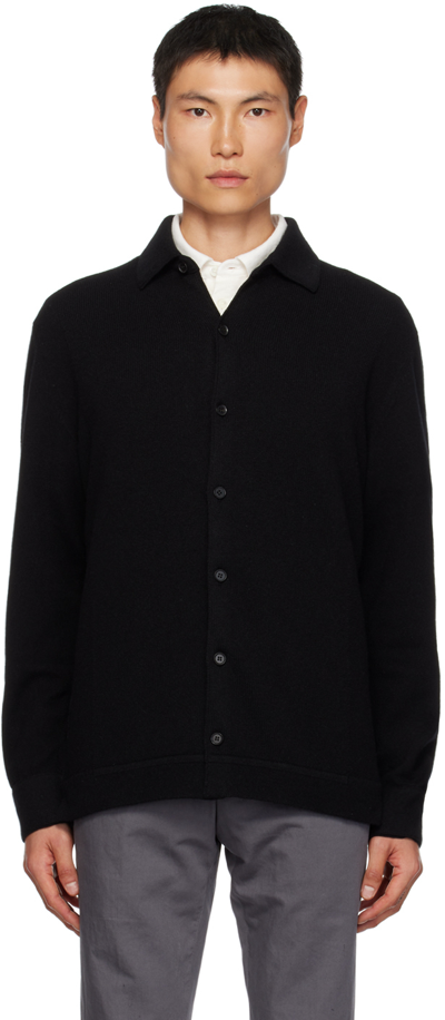 Zegna Black Button Cardigan In K09 Black