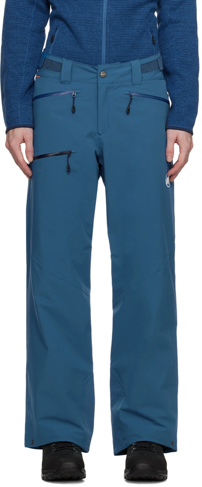 Mammut Blue Stoney Hs Thermo Track Pants In 50550 Deep Ice