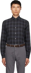 Zegna Cashco Regular Fit Button Down Shirt In 018 Navy Blue/black