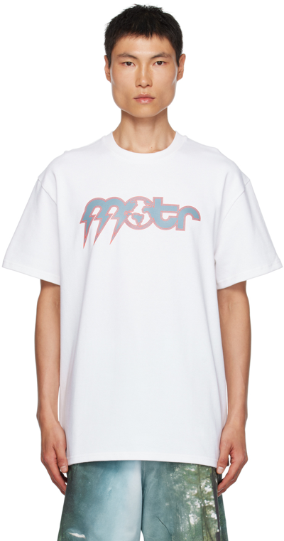 Members Of The Rage Mens White Logo Planet Brand-print Cotton-jersey T-shirt