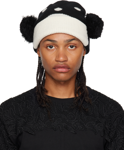 Walter Van Beirendonck Intarsia-knit Pompom Wool Beanie In Black