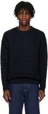 SUNSPEL NAVY CABLE KNIT SWEATER