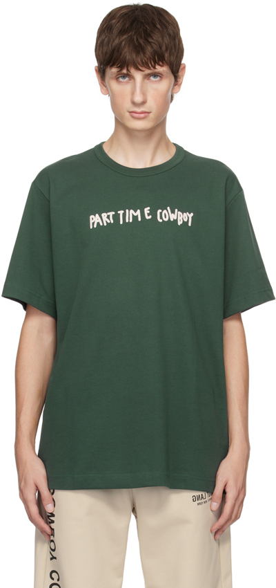 Helmut Lang Green Scribbled Cowboy T-shirt In Evergreen - F5p