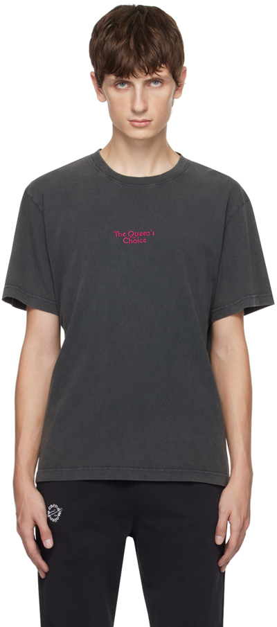 Carne Bollente Grey 'the Queen's Choice' T-shirt In Washed Black