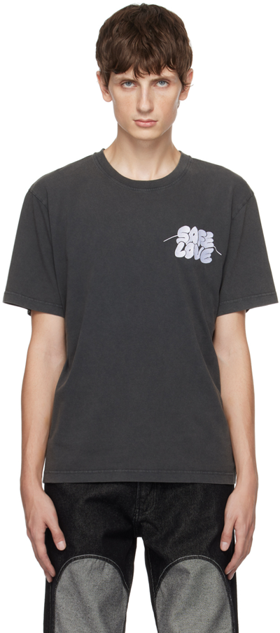 Carne Bollente Black 'safe Love' T-shirt In Washed Black