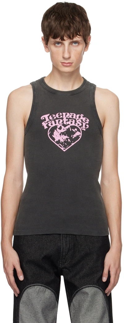 Carne Bollente Gray 'teenage Fantasy' Tank Top In Washed Black