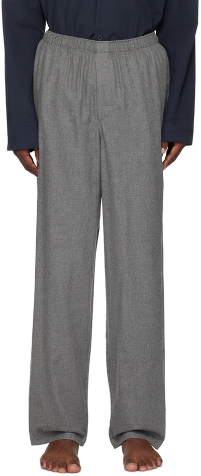 Sunspel Grey Straight Leg Lounge Trousers In Mid Grey Melange2