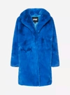 Apparis Faux-shearling Oversize Coat In Blue