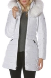 LAUNDRY BY SHELLI SEGAL FAUX FUR TRIM HOODED PUFFER JACKET
