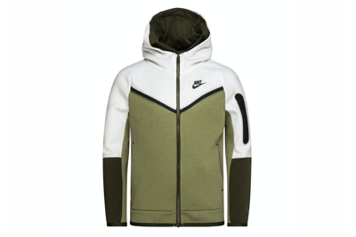 Pre-owned Nike Sportswear Kids' Tech Fleece Hoodie White/dutch Green