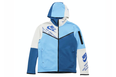 Pre-owned Nike Sportswear Tech Fleece Graphic Full-zip Hoodie Dark Marine/blue/white