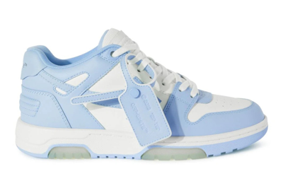 Pre-owned Off-white Out Of Office Calf Leather White Baby Blue (women's) In White/baby Blue