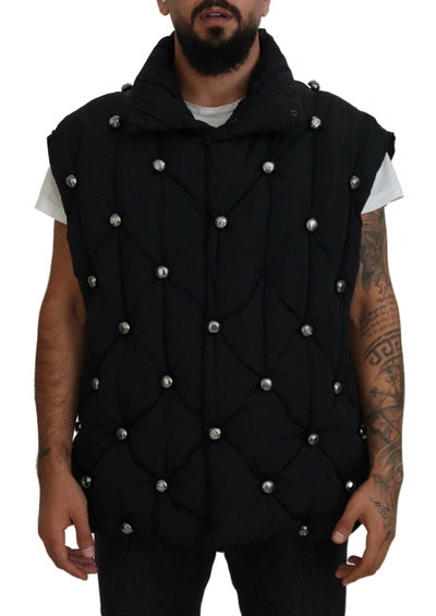 Dolce & Gabbana Black Sleeveless Dg Metal Embellishment Jacket