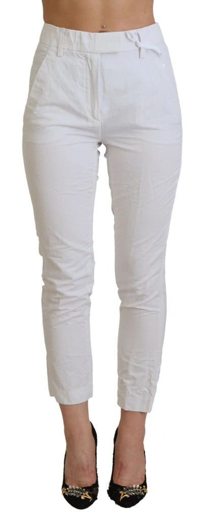 Dondup White High Waist Tapered Women Pants