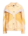 Isabel Marant Nisao Oversized Patchwork Embroidered Denim Jacket In Pastel Orange