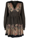 Etro Abito Polka Dot Balloon Long Sleeve Minidress In Multicolour