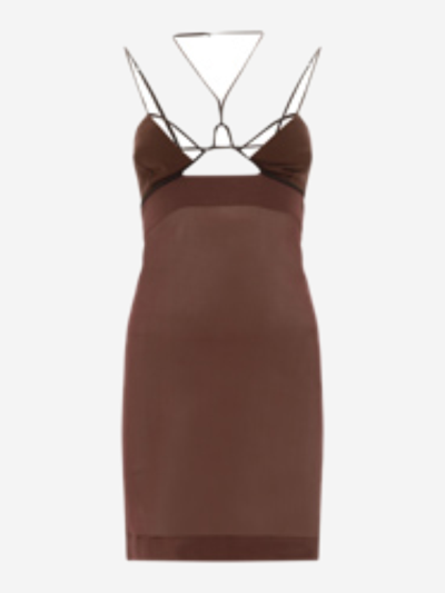 Nensi Dojaka Cutout Cotton Mini Dress In Brown