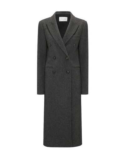 Victoria Beckham Mélange Double-breasted Wool Coat In Grey