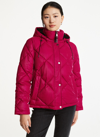 Dkny Women's Diamond Quilted Short Puffer Jacket In Magenta