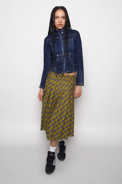 Danielle Guizio Ny Gibson Pleated Skirt In Plaid In Yellow Plaid