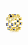 FUTURE FORTUNE 18K YELLOW GOLD MIRROR RING WITH  BLUE SAPPHIRES