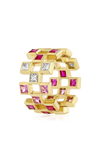 Future Fortune 18k Yellow Gold Mirror Ring With Pink Sapphires In Gold