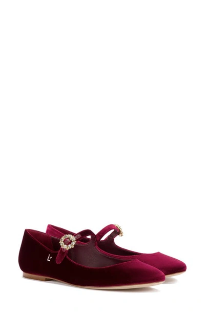 Larroude Women's Blair Pointed Toe Embellished Ankle Strap Flats In Wine