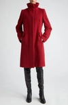 Akris Punto Stand Collar Wool Blend Coat In 064 Dark Red