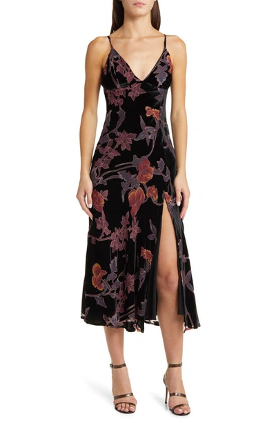 Lulus Divine Allure Black Floral Burnout Velvet Midi Dress
