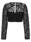 Self-portrait Self Portrait Women Top 'black Lace Tie Neck Crop'