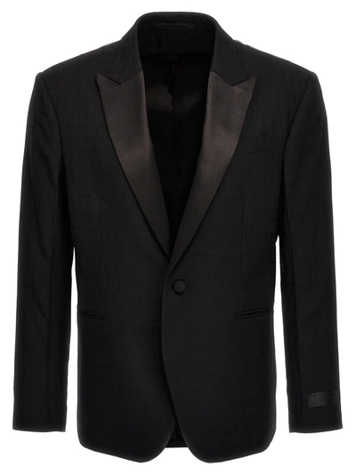 Versace Geometric Jacquard Blazer In Black