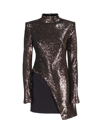Genny Sequin-embellished Layered Minidress In Brown