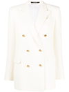 Tagliatore Double Breasted Jacket With All-over Sequins In Bianco