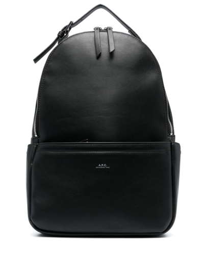 Apc Logo-print Recycled-faux Leather Backpack In Black