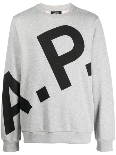 Apc Logo-print Sweatshirt In Grey