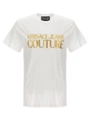 Versace Jeans Couture White Cotton T-shirt With Gold Lettering In White