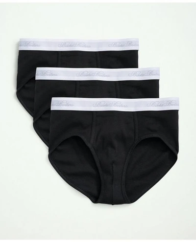 Brooks Brothers Supima Cotton Low-rise Briefs - 3 Pack In Black