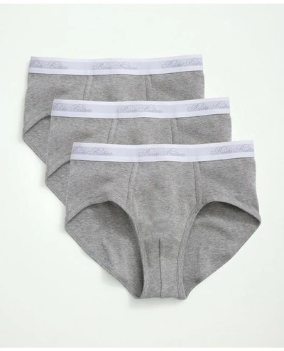 Brooks Brothers Supima Cotton Low-rise Briefs-3 Pack | Grey | Size Small