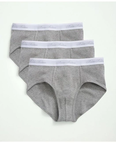 Brooks Brothers Supima Cotton Low-rise Briefs - 3 Pack In Grey