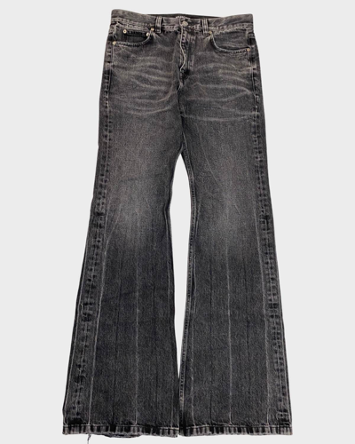 Pre-owned Balenciaga Sz S Lost Tape Flared Destroyed Flared Jeans In Grey Black In Black Grey