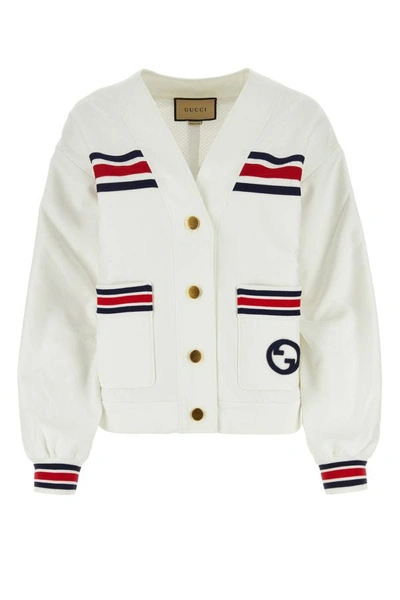 Gucci Technical Jersey Cardigan With Web In Multicolor