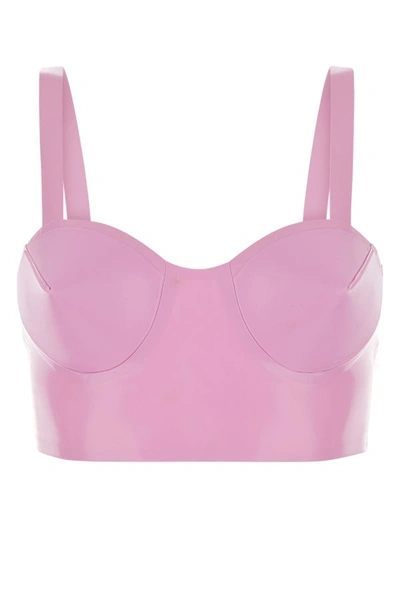 Maison Margiela Woman Lilac Rubber Crop-top In Pink