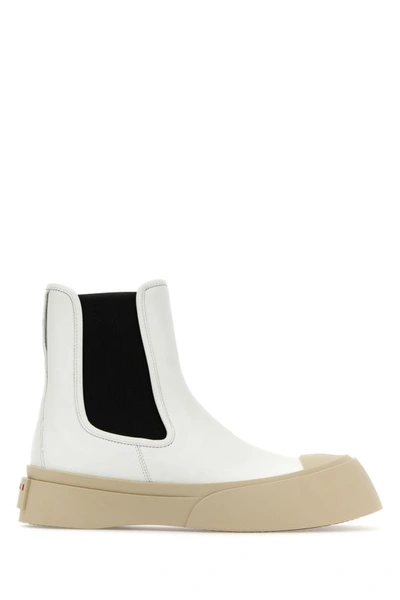 MARNI MARNI WOMAN WHITE NAPPA LEATHER PABLO ANKLE BOOTS