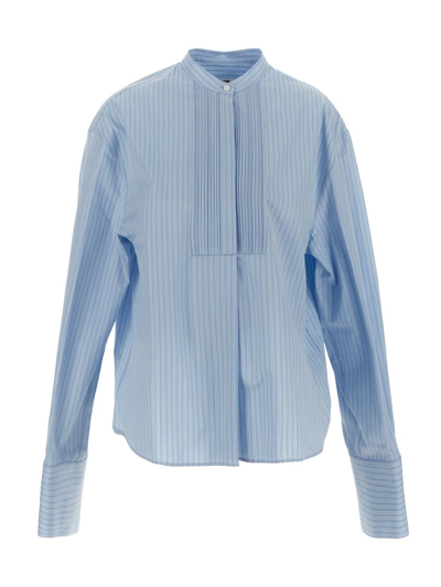 Jil Sander Triple Stripe On Cotton Shirt In Blue