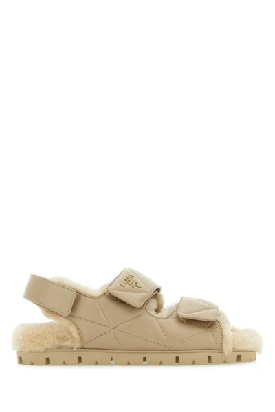 Prada Woman Sand Nappa Leather Sandals In Brown