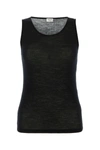 Saint Laurent Logo-embroidered Wool Tank Top In Black