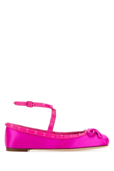 Valentino Garavani Rockstud Satin Ballerinas With Tone-on-tone Studs Woman Pink Pp 42